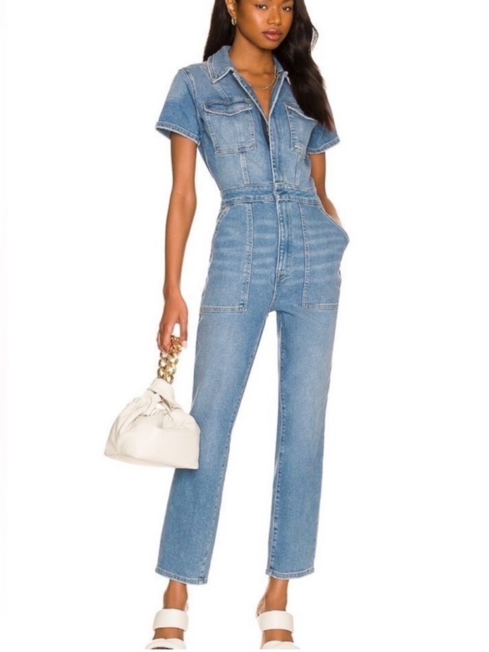 Good American Light Blue Denim Jumpsuit Jeans - Women's Utility Style size 2